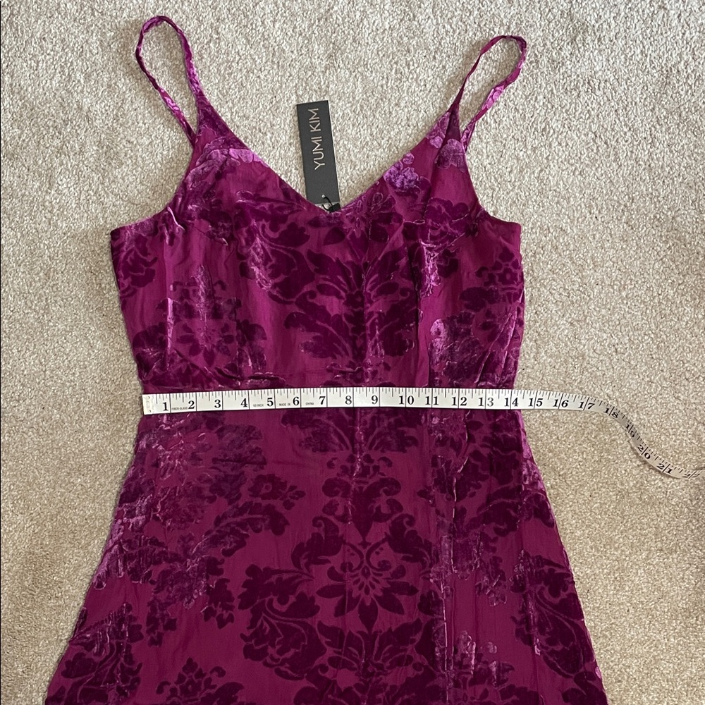 Yumi Kim Velvet Floral Slip Dress in Deep Berry NWT - Picture 4 of 6
